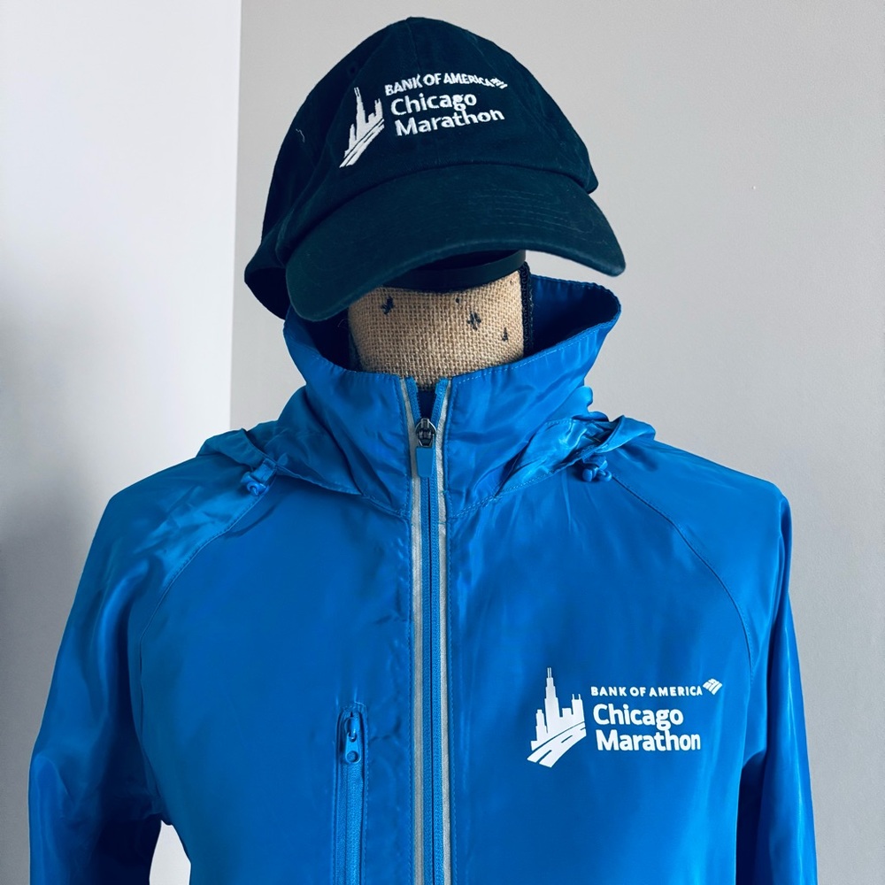 2024 Chicago Marathon Blue Windbreaker Jacket/Hat 🏃‍♀️ Unisex XS